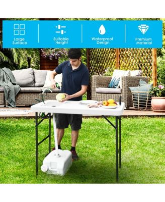 Folding Cleaning Sink Faucet Cutting Camping Table with Sprayer