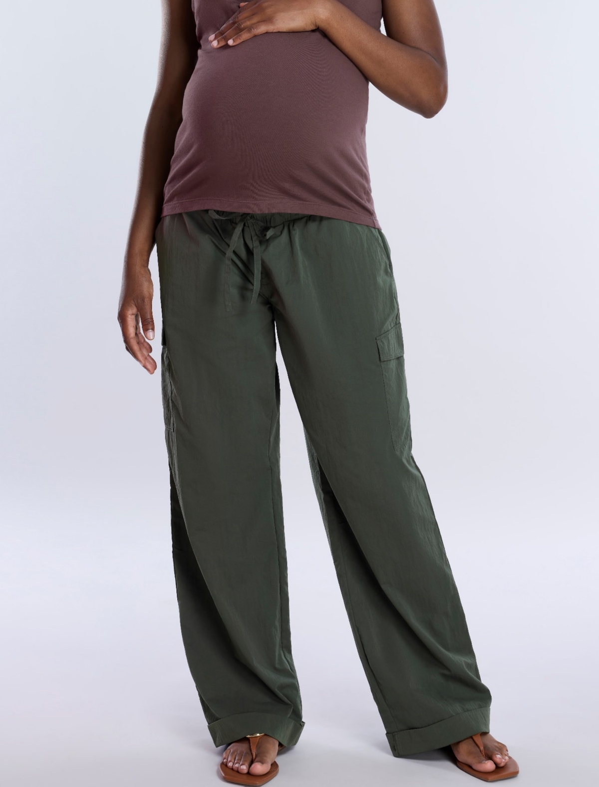 Maternity Under the Belly Utility Cargo Relaxed Fit Pant - Motherhood - Deep depths
