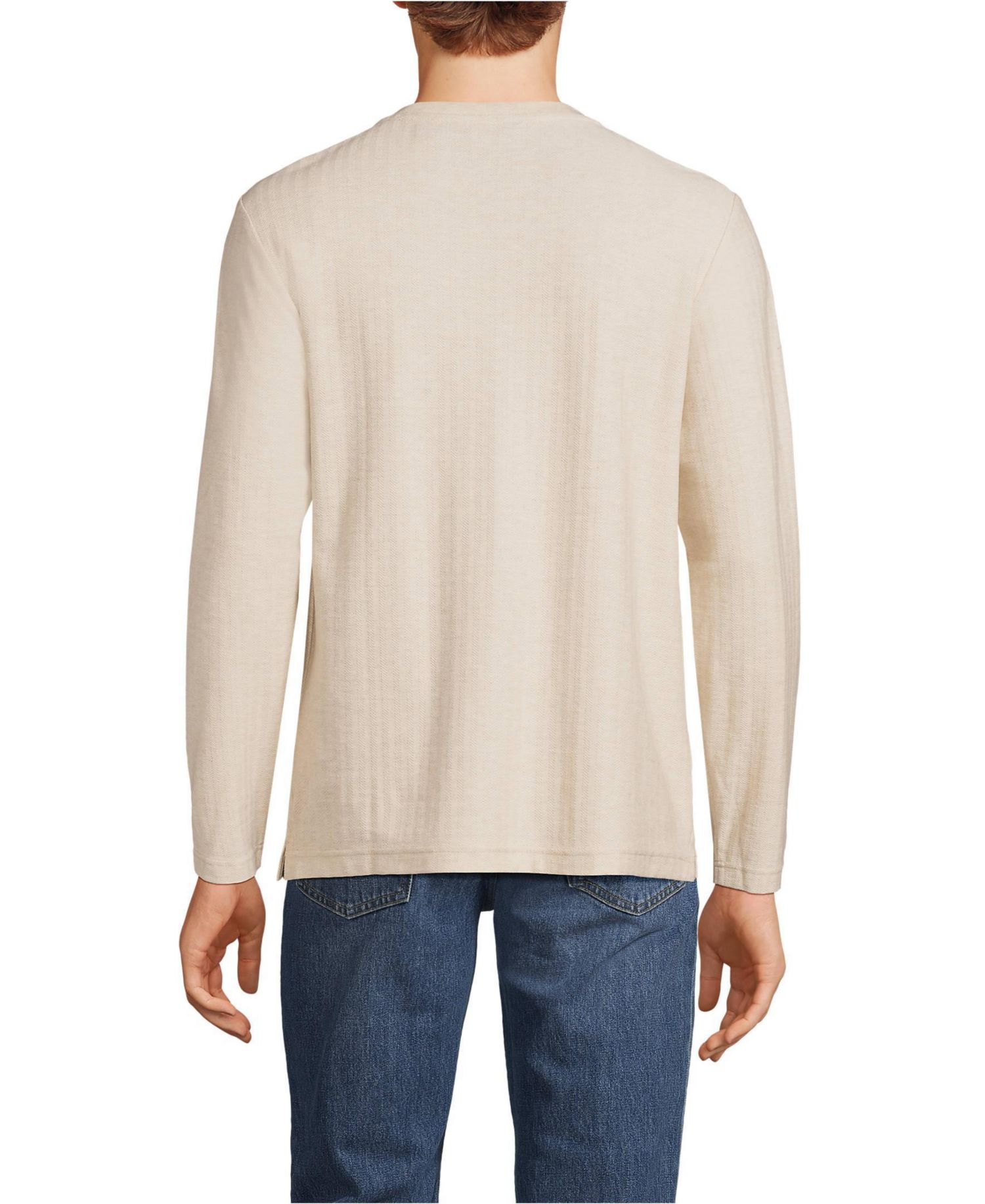 Men's Long Sleeve Textured Herringbone Henley