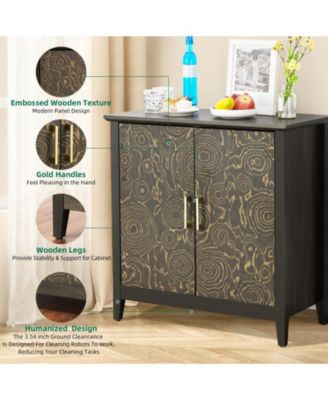 Farmhouse Sideboard Buffet Storage Cabinet – 2-Door Coffee Bar Cabinet With Adjustable Shelf, Accent Cabinet For Kitchen And Living Room