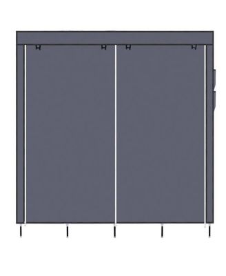 67&amp;quot; Portable Wardrobe Storage Rack with 12 Shelves and 4 Side Pockets for Organized Clothes Storage
