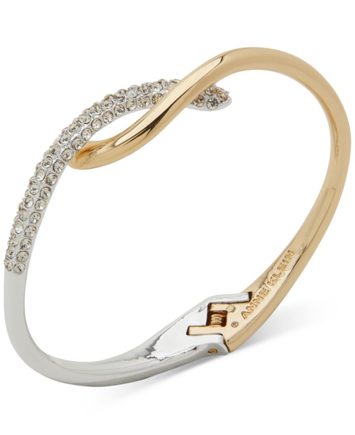 Anne Klein Two-Tone Crystal Pav&eacute; Twist Crossover Bangle Bracelet
