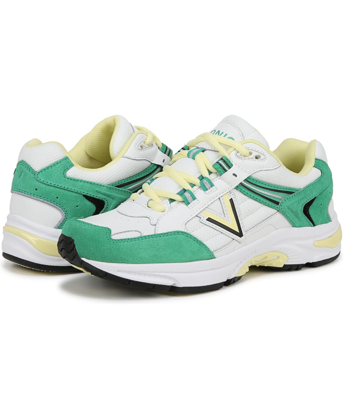 Vionic Womens 23Walk 2.0 Walking Shoes - White green suede leather