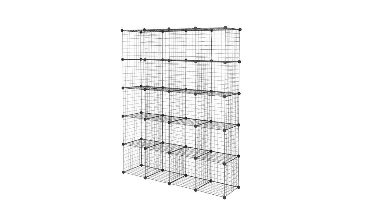 Slickblue 20-Cube Wire Storage Organizer, Metal Grid Shelving Unit with Origami Design, Multifunctional Modular Cubbies and Bookcase for Versatile Sto