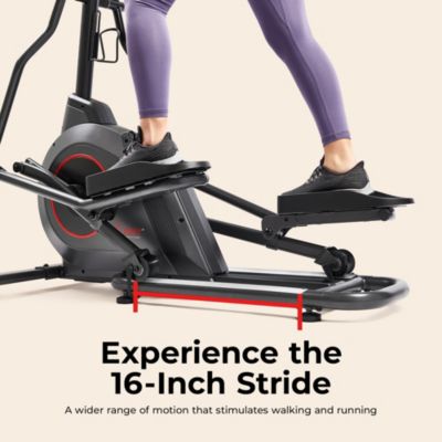 Ultra Silent Smart Elliptical Exerciser, 300LB Capacity & 16” Long Stride with Free SunnyFit App Bluetooth Connection