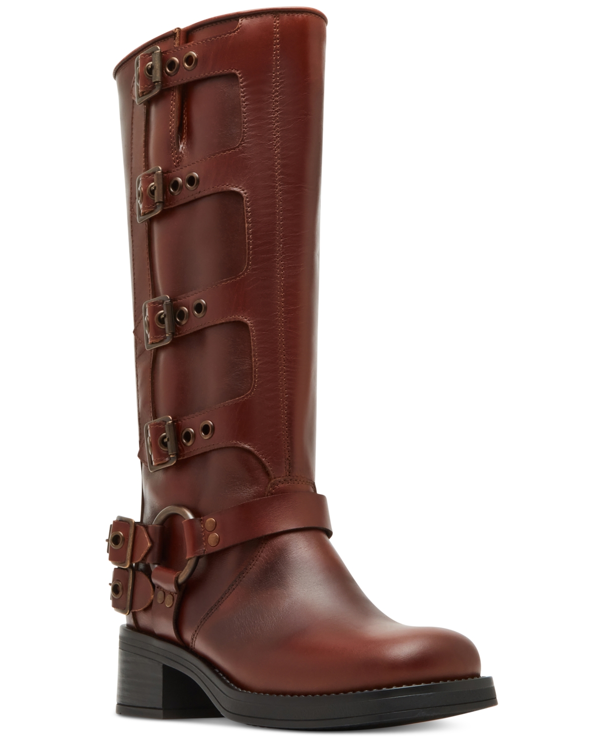 Steve Madden Women's Rocky Knee-High Buckled Moto Boots