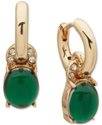 Anne Klein - Gold-Tone Stone & Crystal Dangle Huggie Hoop Earrings
