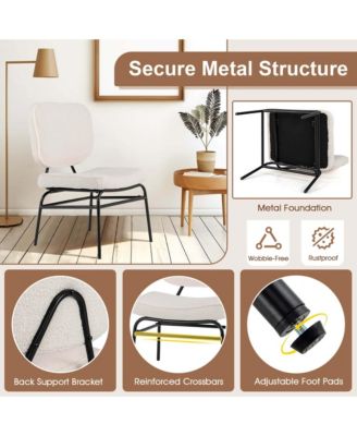 1 PCS Upholstered Accent Chair with Sponge Padding Adjustable Foot Pads & Metal Frame