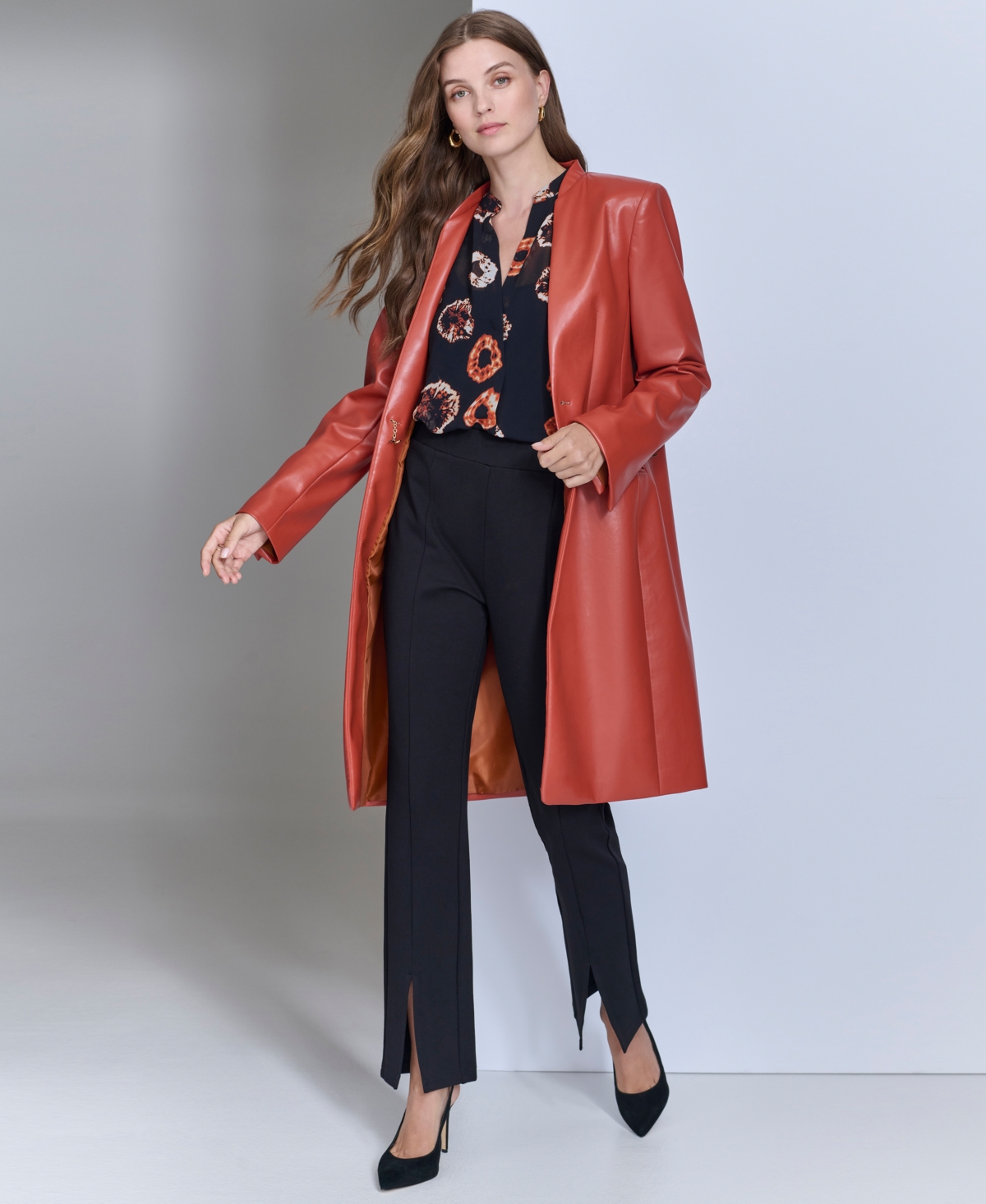 Halston Women's Faux-Leather Topper Jacket