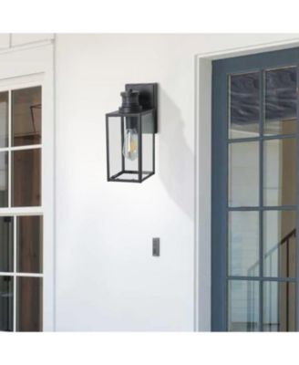 1-Light Matte Black Non-Motion Sensing Outdoor Hardwired Wall Sconce Light with Socket, Bulb Not Included