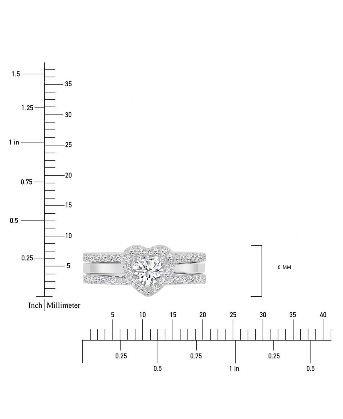 Macy's Cubic Zirconia Sterling Silver Heart Ring, Exclusively At  In Rhodium