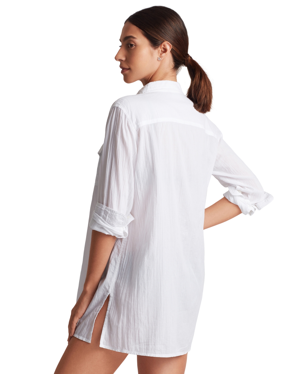 Ralph Lauren Women's Classic Camp Shirt Swim Cover-up In White