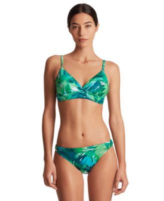 Womens Printed Twist Front Bikini Top Twisted Side Tab Bottoms