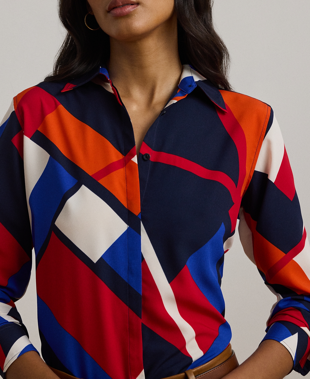 Lauren Ralph Lauren Petite Printed Collared Shirt