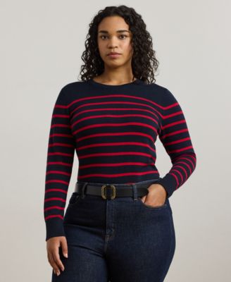 Lauren Ralph Lauren - Plus Size Striped Crewneck Sweater
