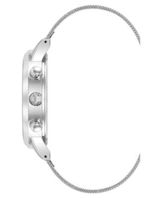 Men's Minimalist Blue and Silver-Tone Stainless Steel Mesh Watch, 45mm