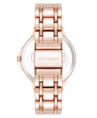 Women's Charming Navy and Rose Gold-Tone Alloy Metal Bracelet Watch, 38mm