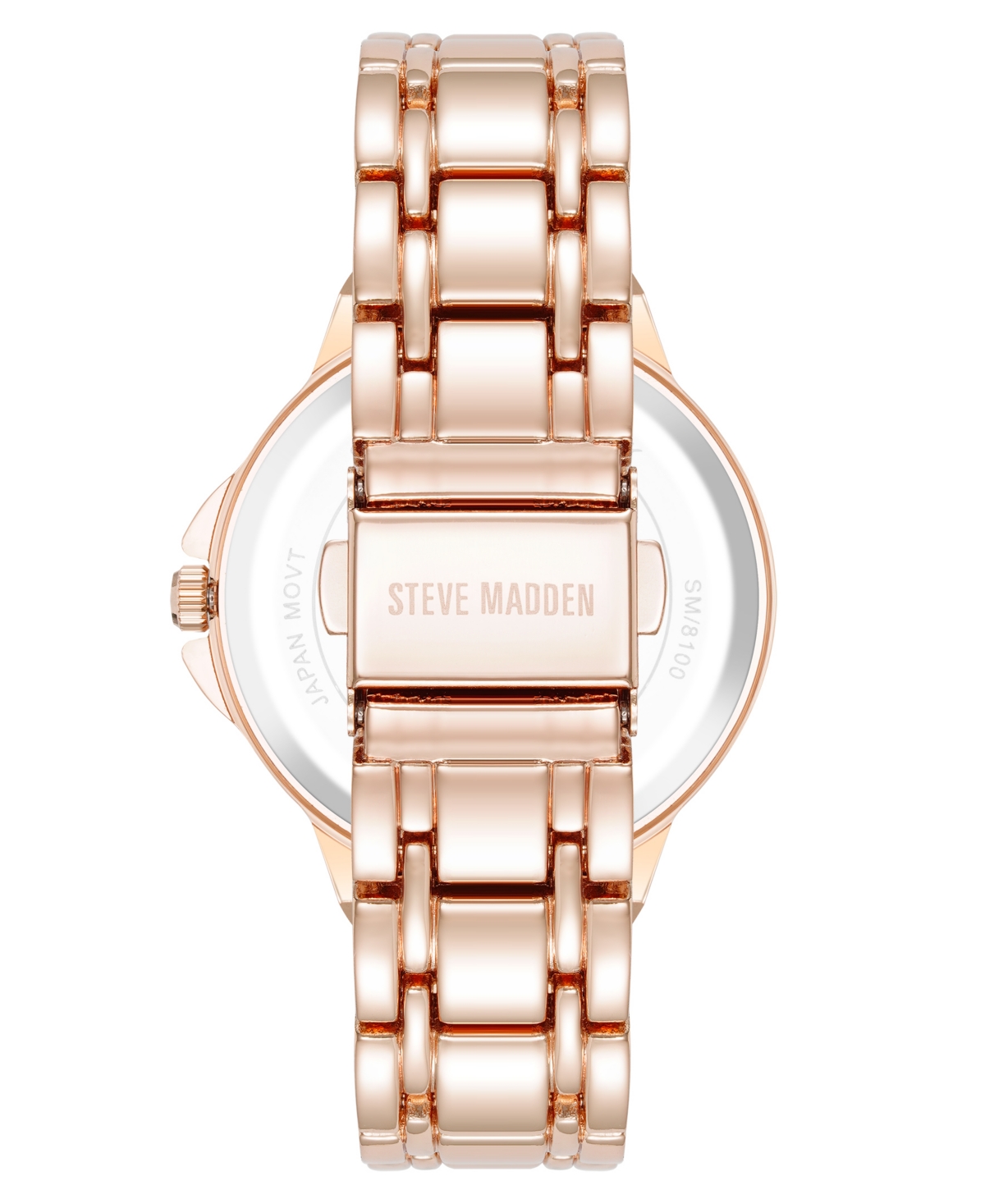 Steve Madden Women's Charming Navy And Rose Gold-tone Alloy Metal Bracelet Watch, 38mm In Navy,rose Gold-tone
