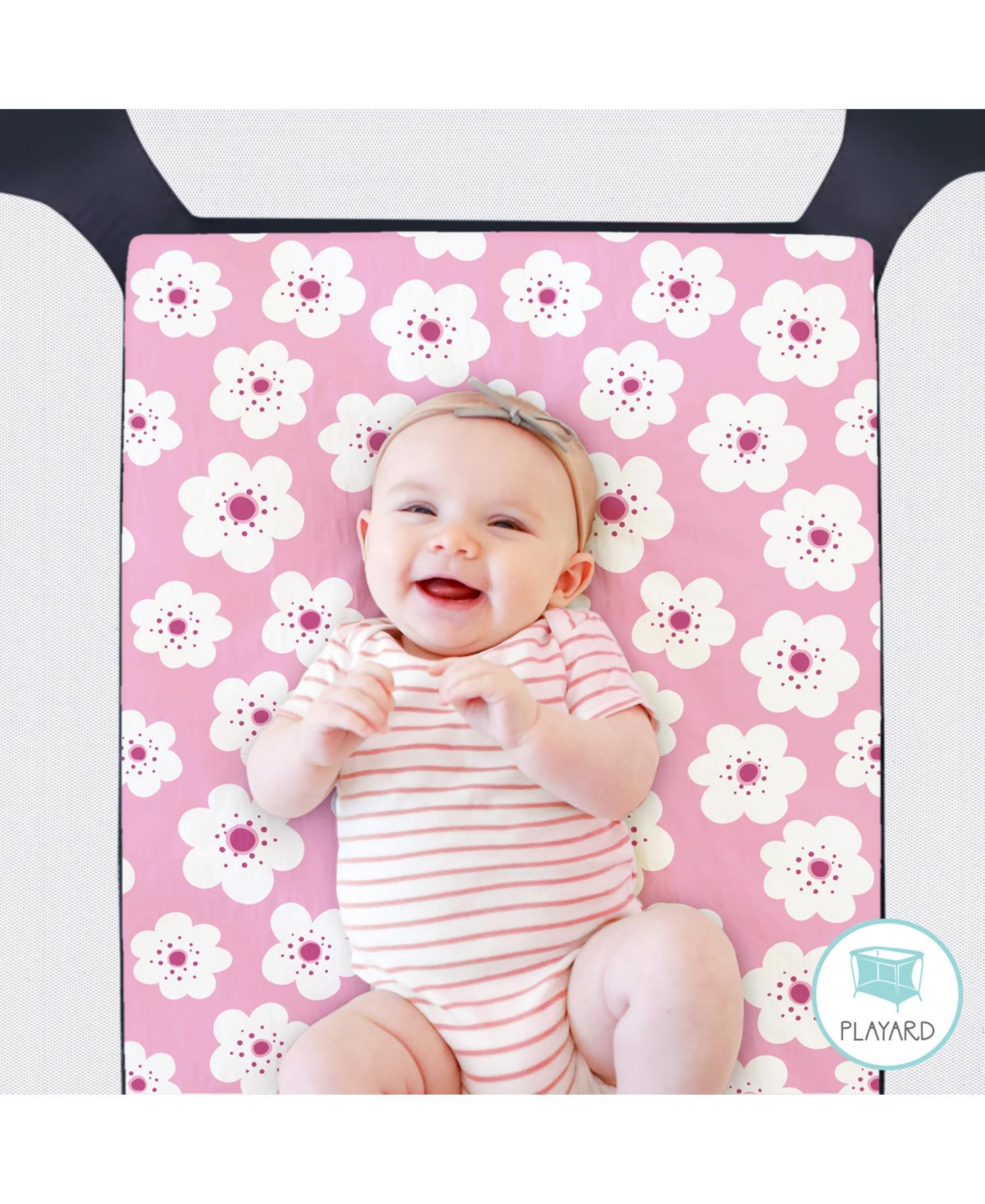 The Peanutshell Pack n Play, Mini Crib, Portable or Fitted Playard Sheets for Baby Girl, Mod Floral, 3 Pack Set