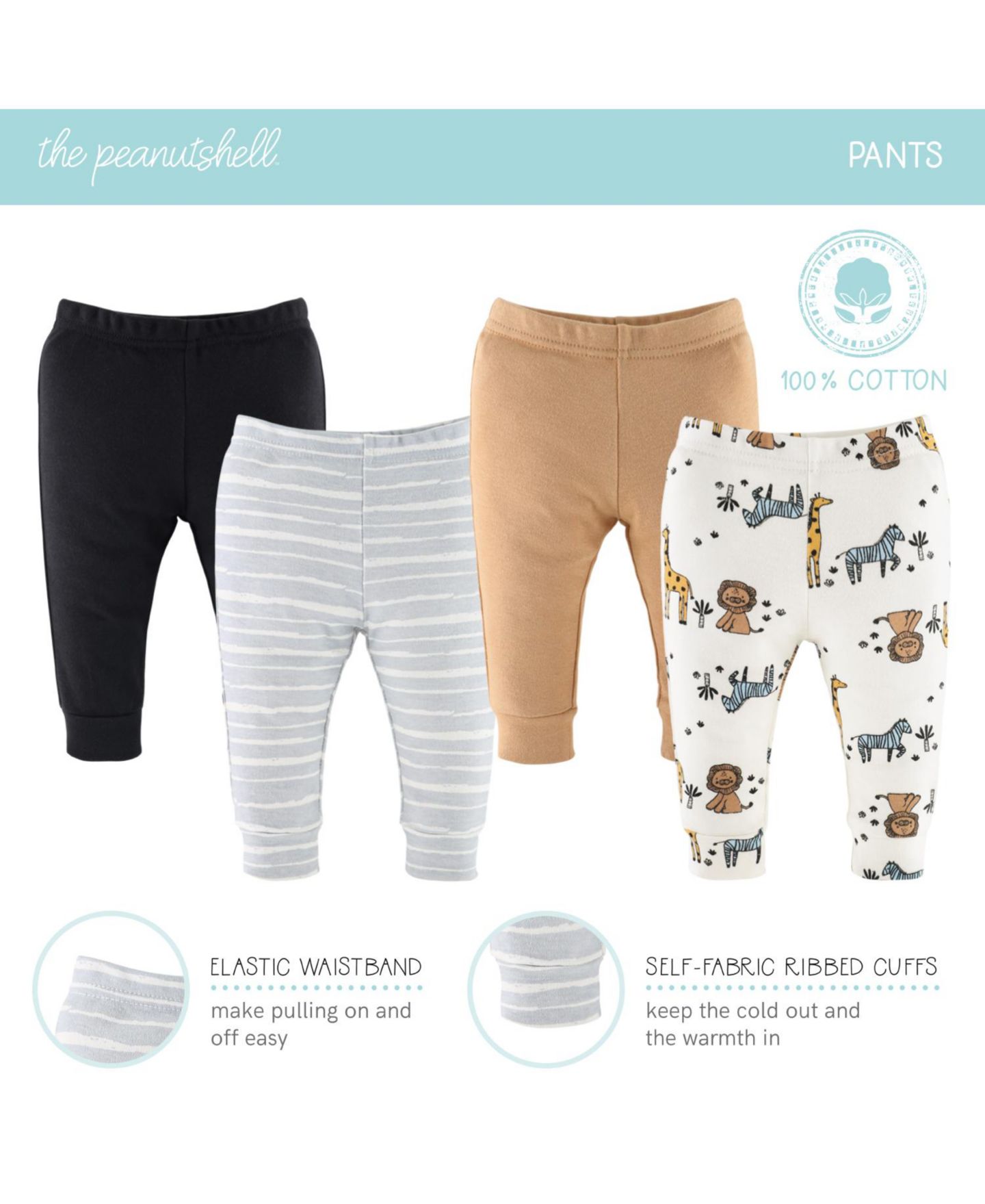 Детский подарочный набор для новорождённого The Peanutshell Blue Safari, 30 предметов, цвет: Синий — фото 6