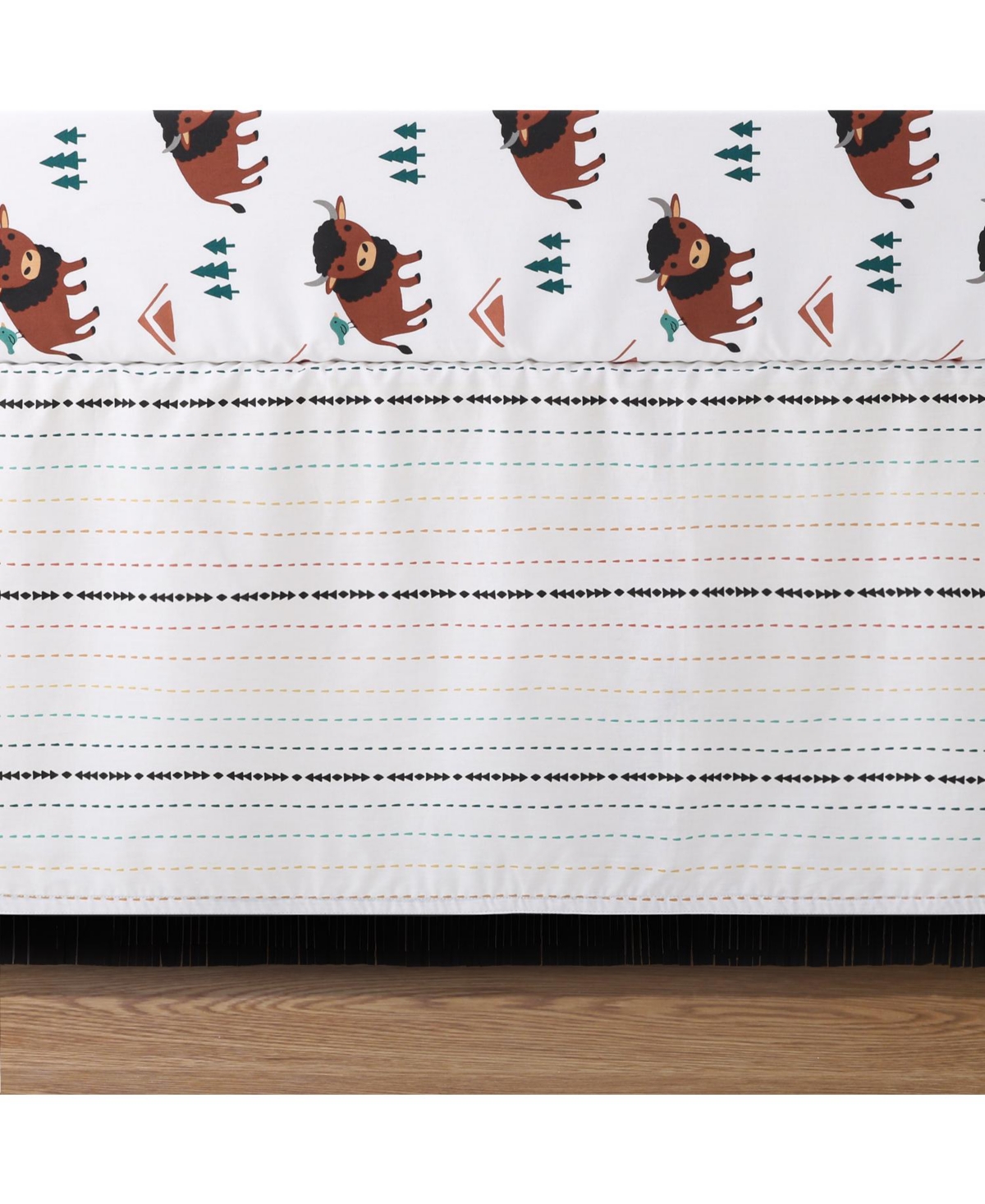 The Peanutshell Western Woods Organic Cotton Bedding Set for Baby Boys, 4 Pieces -rust/teal