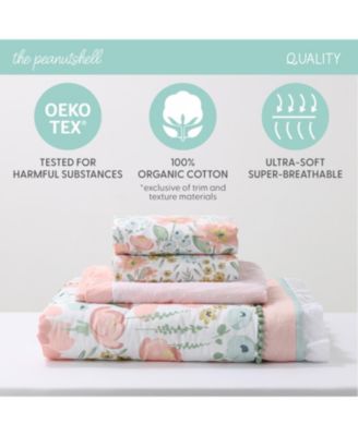 Wildflower Cotton Crib Bedding Set for Baby Girls, 4 Pieces