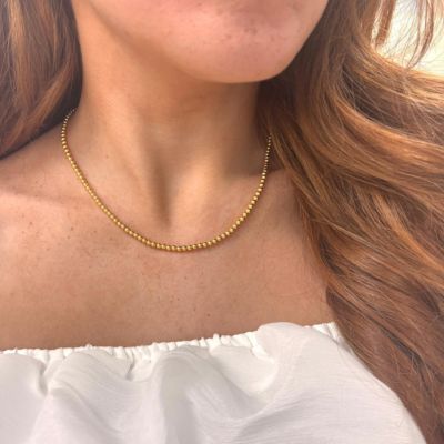 Gold Ball Bead Chain Necklace 14K Gold