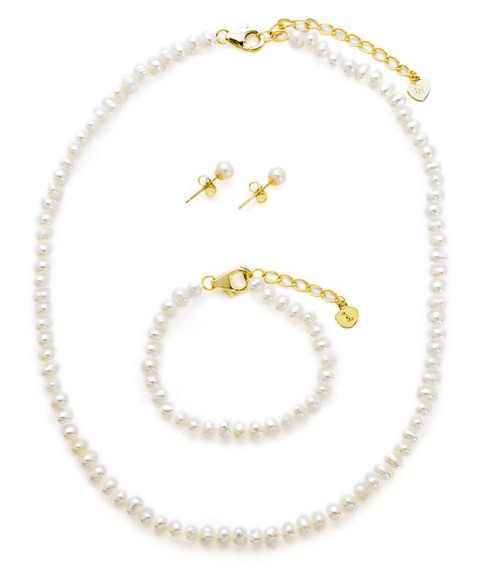 Детские Lily Nily Girls Freshwater Pearl Set - Necklace, Bracelet, Earrings