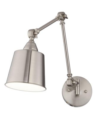 Mendes Modern Industrial Adjustable Swing Arm Wall Lamp Brushed Nickel Hardwired Light Fixture Metal Shade for Bedroom Bedside House Reading Living Room Home Hallway Dining