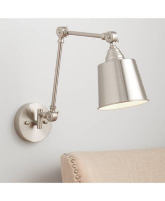 Mendes Modern Industrial Adjustable Swing Arm Wall Lamp Brushed Nickel Hardwired Light Fixture Metal Shade for Bedroom Bedside House Reading Living Room Home Hallway Dining