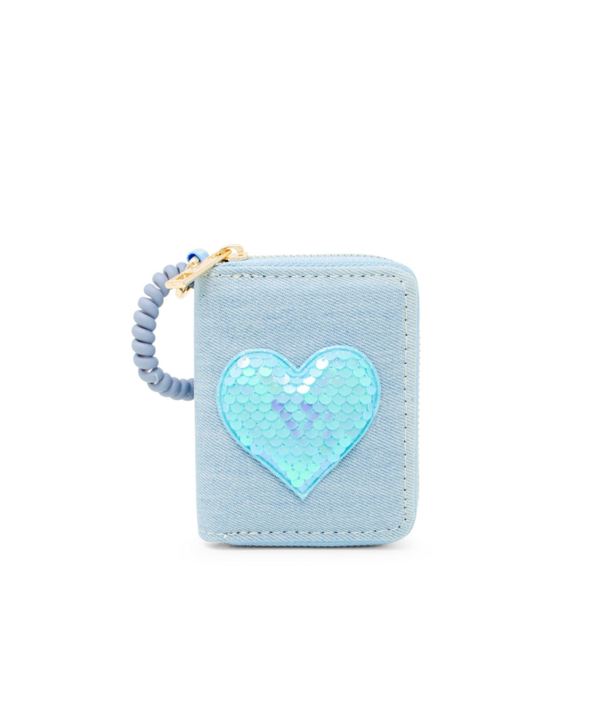 Tiny Treats + Zomi Gems Girls Sequin Heart Spiral Strap Wallet,- Blue