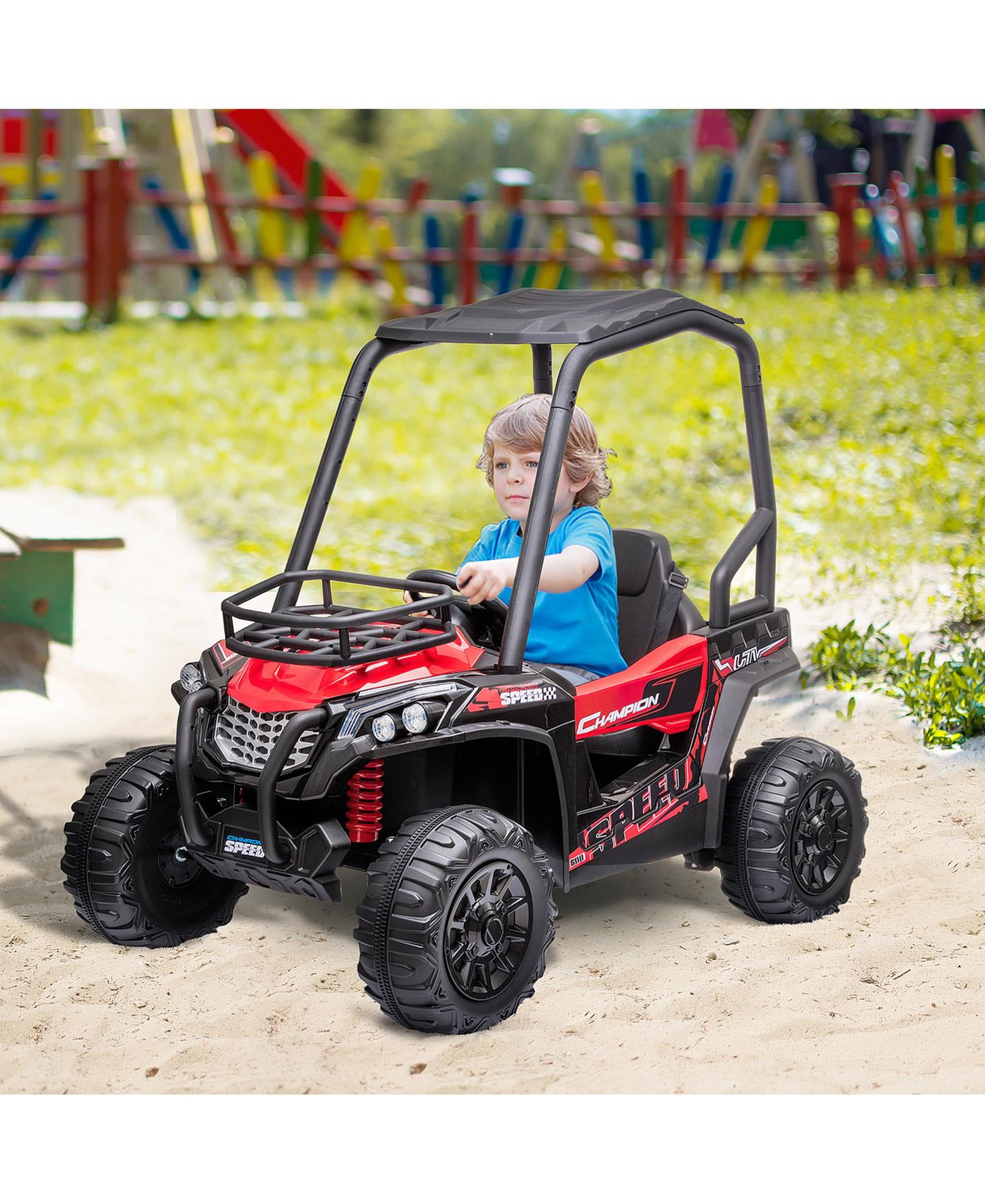 Детская игрушка Aosom 12V Kids UTV with Music, Lights & USB Ride-On Car, 1-Seat, Ages 3+, цвет: Красный — фото 6
