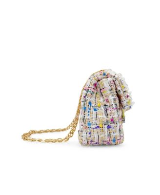 Girls Classic Tweed Handbag, White