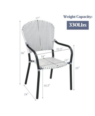 Set of 4 Patio Rattan Stackable Dining Chair with Armrest for Garden