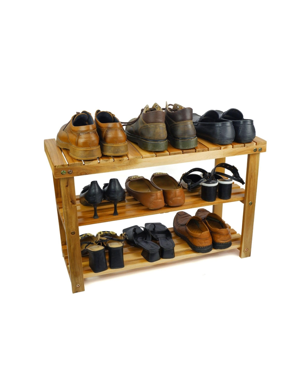 Slickblue Acacia Wood Shoe Rack Bench, 200 lbs Weight Capacity, Ideal for Entryway, Front Door, Bathroom -Color - Natural