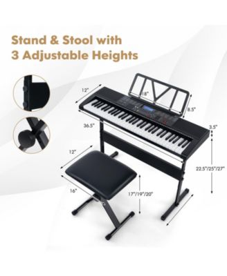 61-Key Portable Electronic Keyboard Piano with Stand and Stool