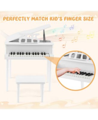 30-Key Wood Toy Kids Grand Piano with Bench and Music Rack