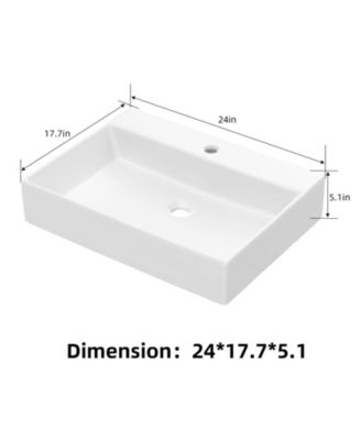 20"x18" Bathroom Sink Rectangle White Ceramic Lavatory Vanity