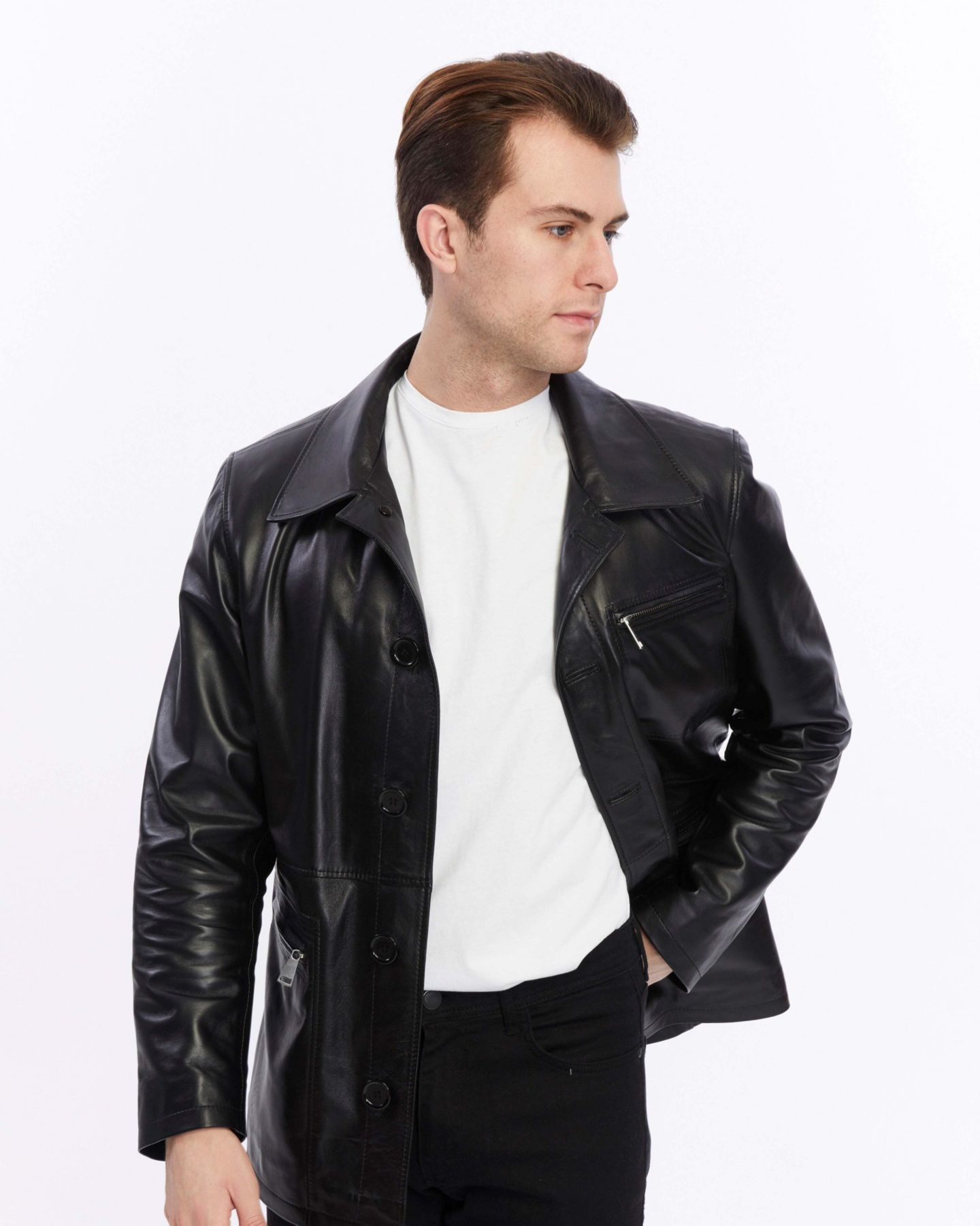 Мужская куртка Furniq UK Maximilian Leather, цвет: Чёрный — фото 4