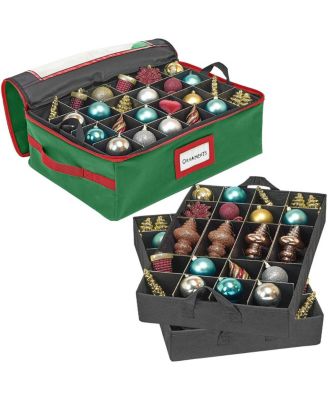 Underbed Christmas Ornament Storage Box with Dividers and 2 Removable Trays, Holds Up to 48 Ornaments