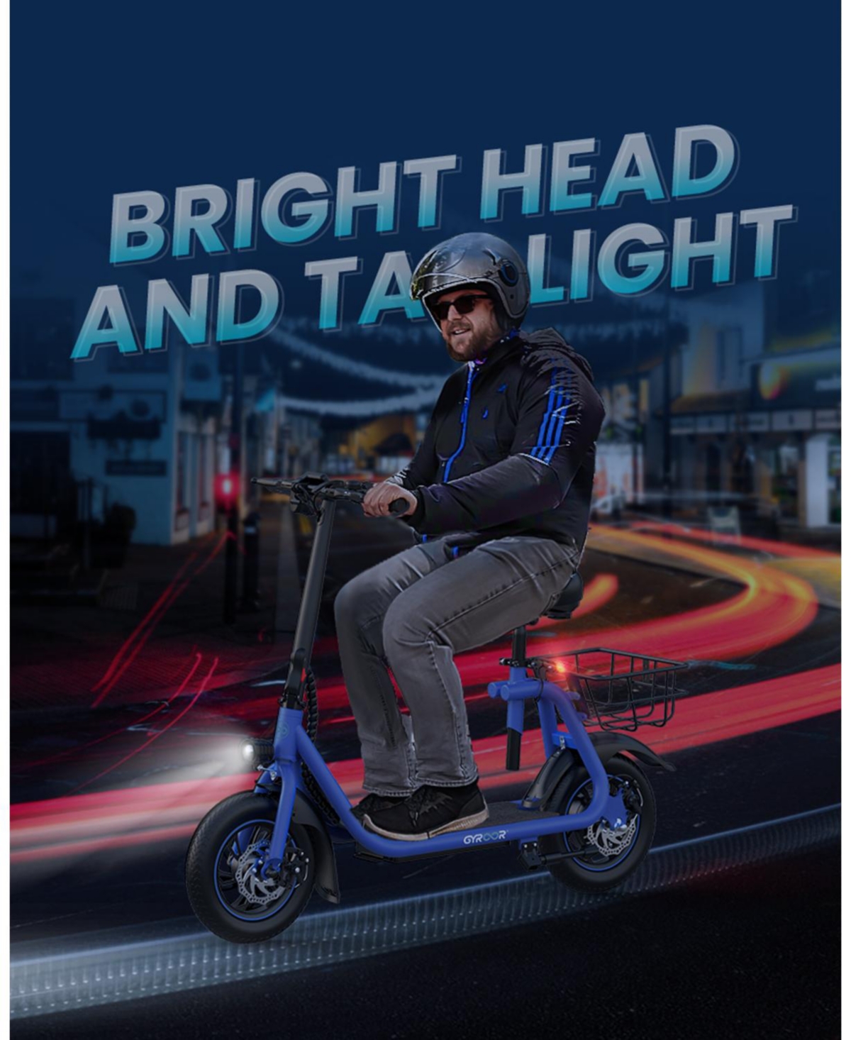 Gyroor 450W Electric Scooter with Seat for Adult, 12 inch Commuter Electric Scooter with Basket - up to 21 Miles 15.5MPH