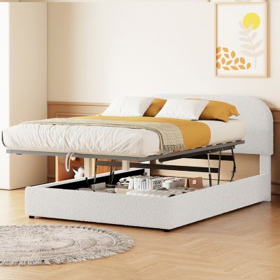 Streamdale Teddy Fleece Platform Bed with Hydraulic Storage