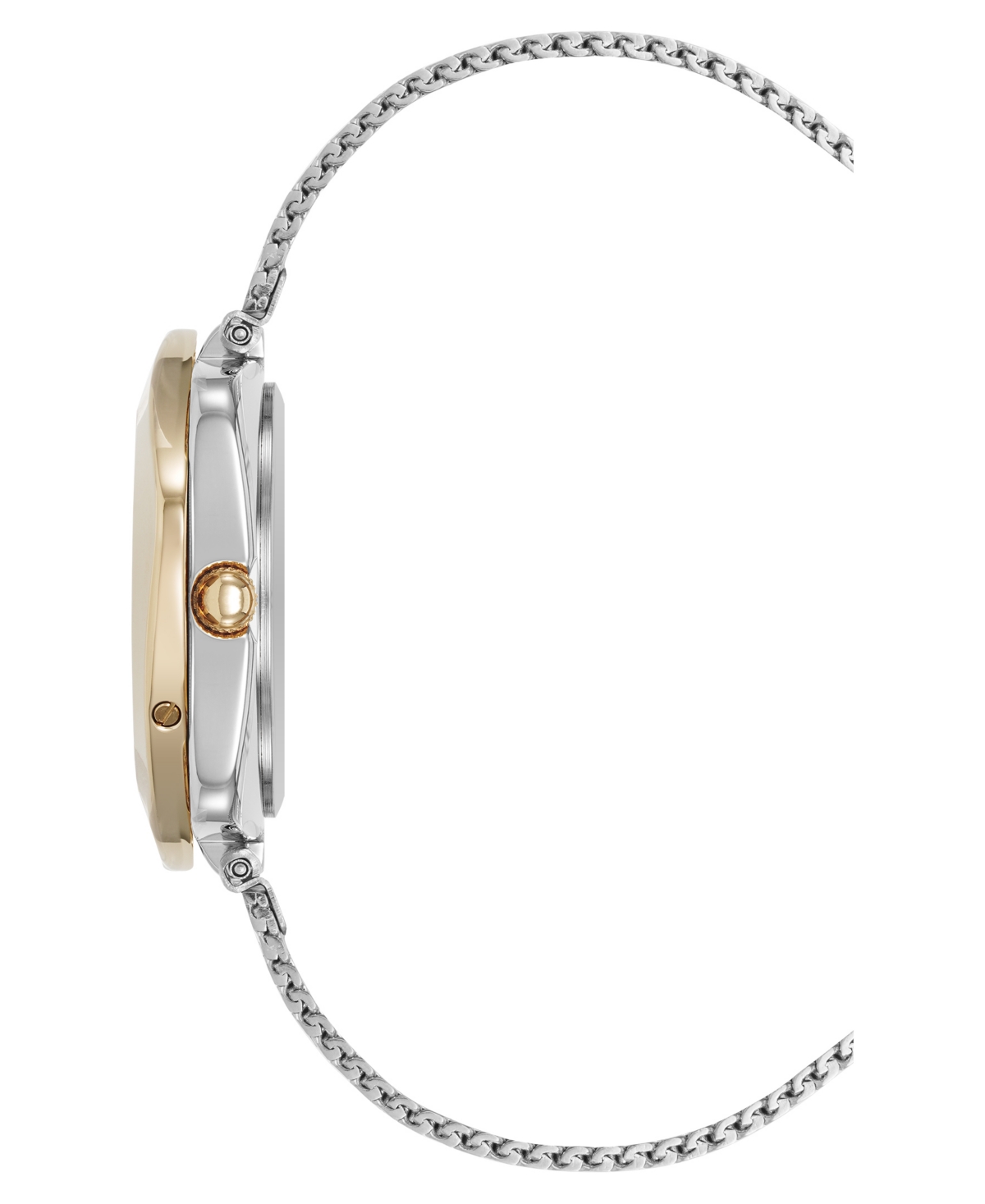 Anne Klein Women's Quartz Elegant Hidden Crystal Two-tone Stainless Steel Mesh Band Watch, 28mm In Silver-tone,gold-tone