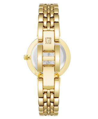 Women's Quartz Red Roman Numeral Dial Gold-Tone Alloy Watch, 30mm