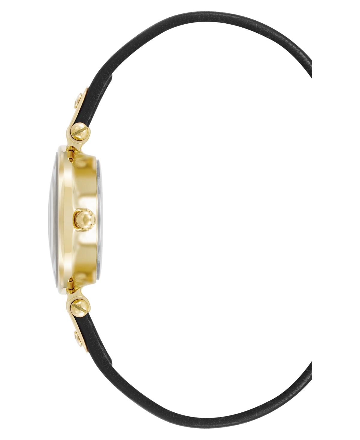 Anne Klein Women's Quartz Black Essential Leather And Gold-tone Alloy Metal Strap Watch, 26mm In Black,red,gold-tone