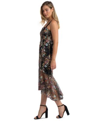 Women's Floral Sequence Mermaid Midi Dress