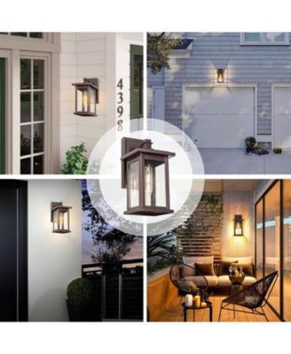 1 Set Oil Rubbed Bronze not Motion Sensing Outdoor Hardwired Wall Lantern Sconce with No Bulbs Included