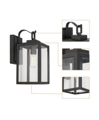 1-Light Matte Black Sensing Outdoor Hardwired Wall Sconce with No Included