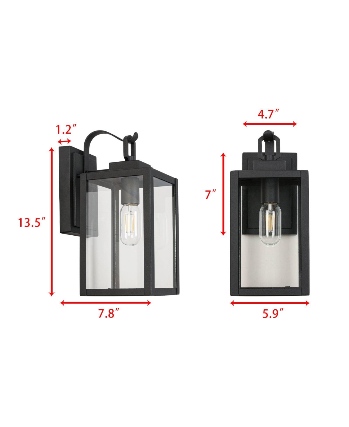 Flynama 1-LightSensing Outdoor Hardwired Wall Sconce with No Included - Matte black