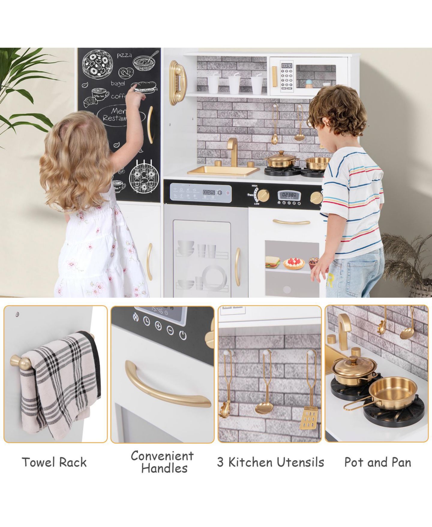Детские игрушки HONGGE Kids Play Kitchen Set with Stove, Oven, Sink and Utensils, Ages 3+ — фото 6